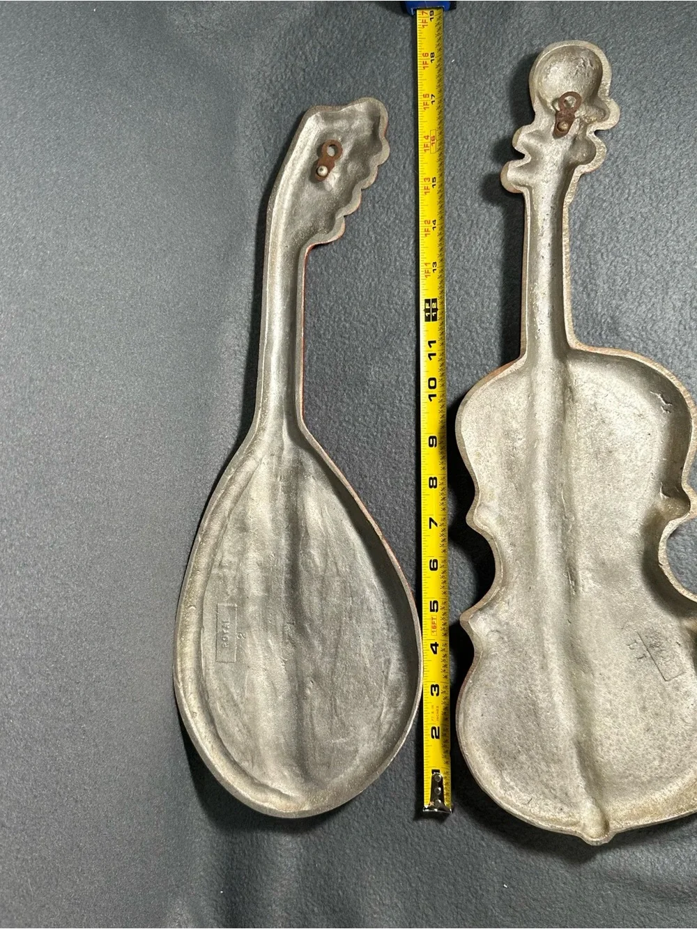 MCM- Rust Brown Decorative Wall Violin and Lute Set - cast metal